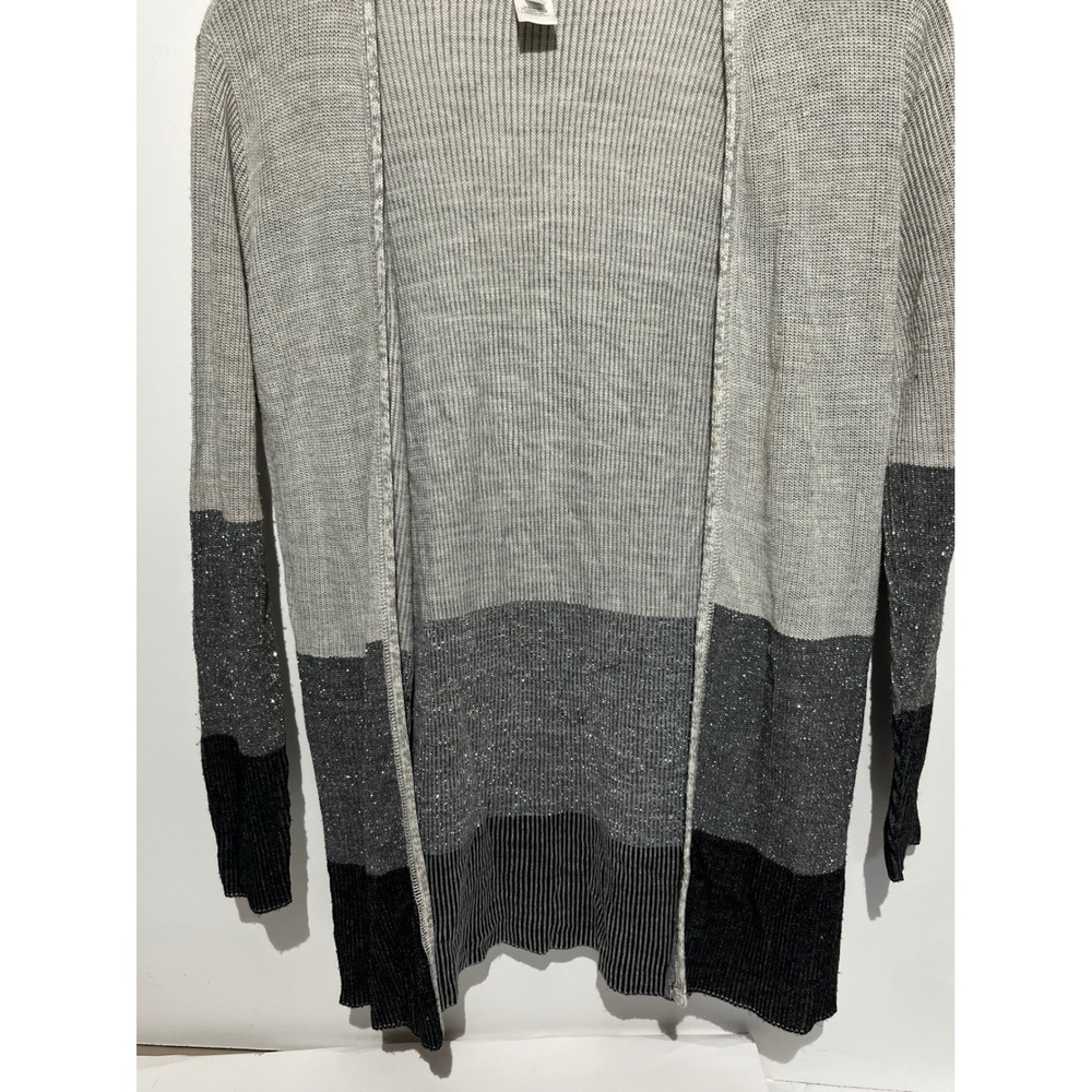 Coral Bay Womens Medium‎ Grey Black Colorblock Metallic Open Front Cardigan - Picture 6 of 6